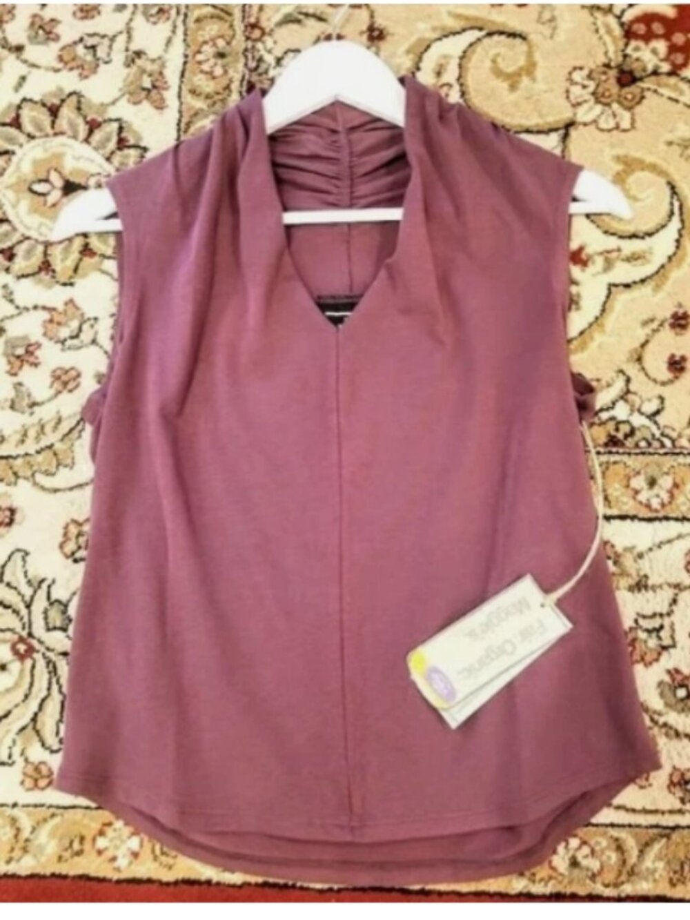 Maggie's Organics- Purple Marsala Sleeveless Organic Cotton Blouse- XS- NWT